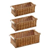 Cesta De Almacenamiento Imitación Rattan Perfume Para Organizar Rectangular Vintage Para Mesa De Café Bar Baño Cocina - details 1