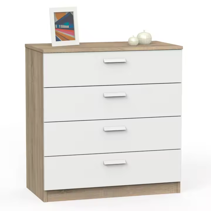 Briebe Nova Cómoda Dormitorio, Cajonera 4 Cajones, Sinfonier 78x74x40 cm (Alto x Ancho x Profundo), , Blanco - 1