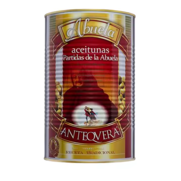 Aceitunas Partidas de la Abuela Chicón Lebrón, receta tradicional Antequera, pimiento y ajo, sin gluten, 2,5kg escurrido - 1