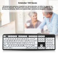 Teclado Para Visión Baja Negro Con Teclas De Impresión Gruesa USB Cableado Para Ancianos Teclado Grande Y Fácil De Leer - details 6