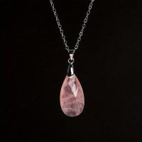 Collar De Cristal Rosa Amatista Pendentivo De Piedra Natural Para Mujer Joyería Regalo Forma De Gota De Agua Corte En Rostro - details 8