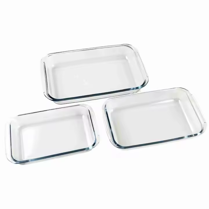 Almalux® Set 3 Bandejas Vidrio Borosilicato Ovaladas 0.7L 1.6L 2.4L Horno Microondas Congelador Lavavajillas 560ºC - 1