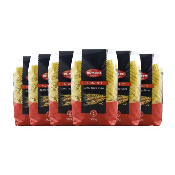 Macarrones pluma nº5 Romero 500 g x 6 paquetes. Total de 3kg - 1
