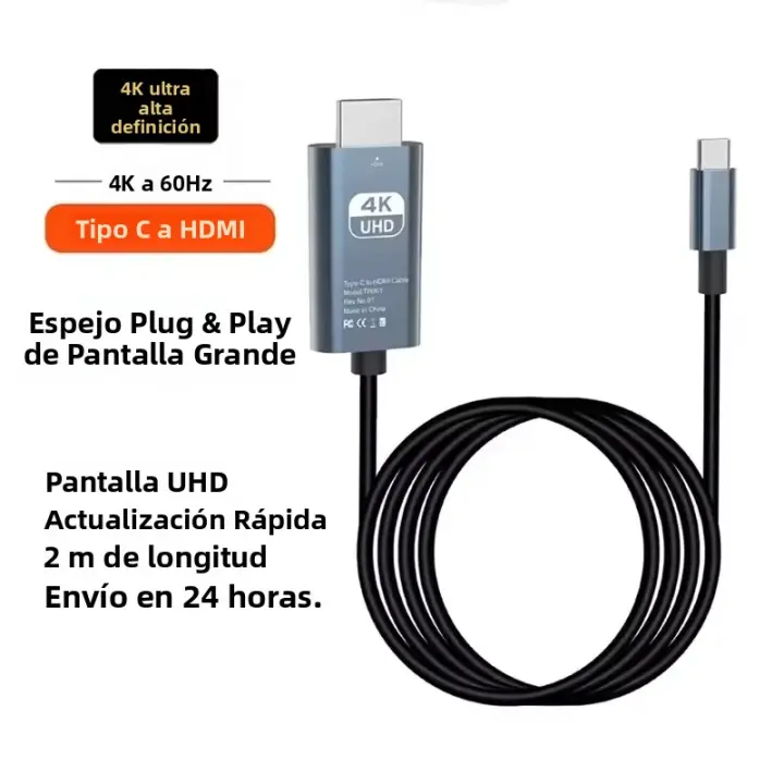 Adaptador Cable USB C a HDMI 4K 60Hz Para iPhone 15 iPad MacBook Air Samsung Laptop Y TV Convertidor HDTV Compatible Con Display - 1