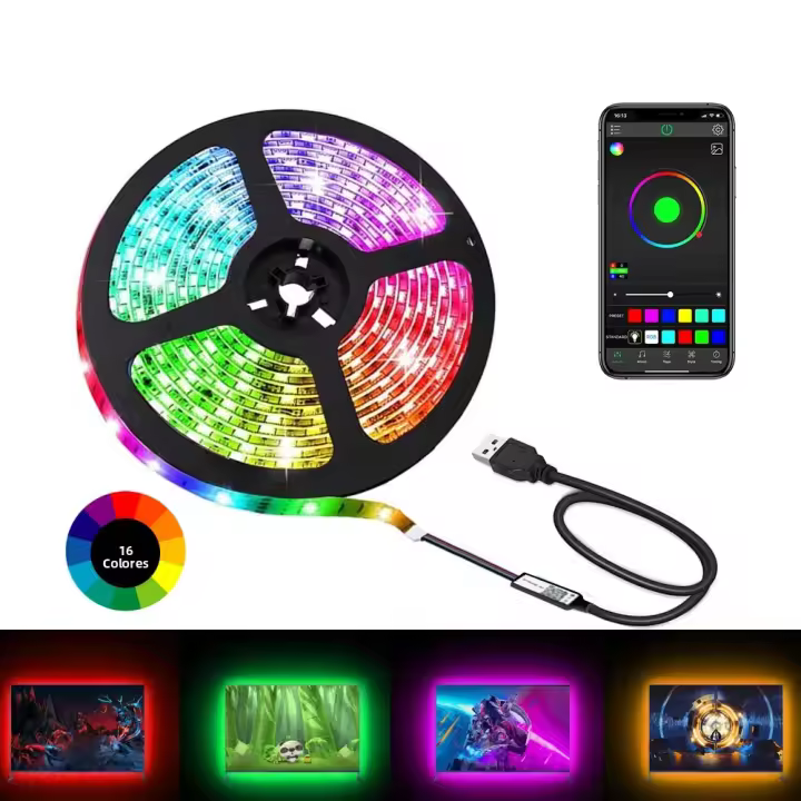 Tiras LED RGB Bluetooth Control APP 5V USB Luz Colorida Para Retroiluminación De TV Decoración De Habitaciones SMD5050 - 1