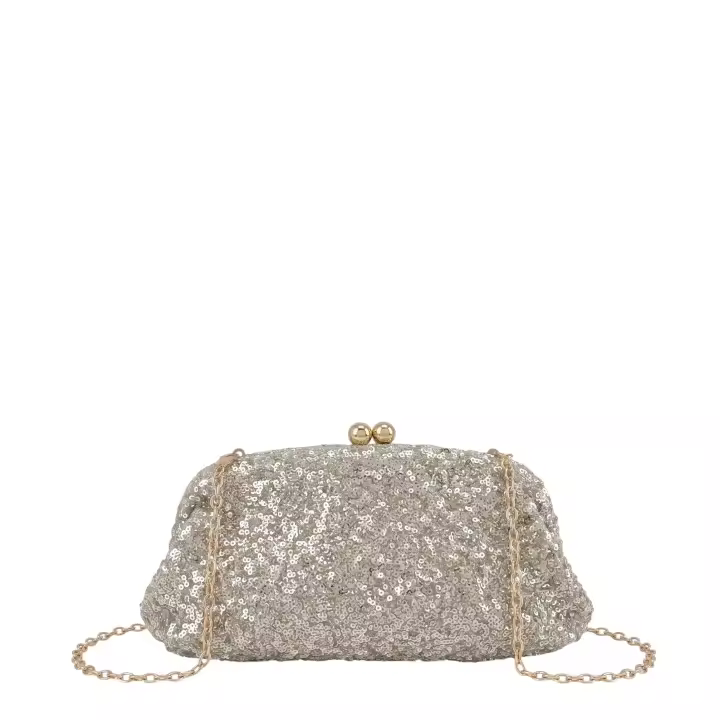 MODELISA Bolso de Fiesta de Lentejuelas para Mujer, Clutch de Noche con Cadena y Cierre de Boquilla, Bolso de Mano para Bodas y Eventos - 1