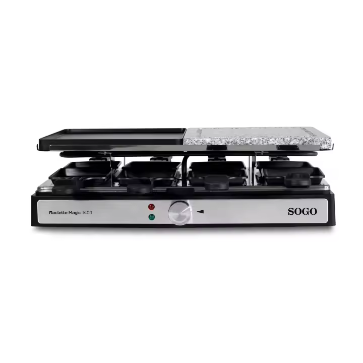 Parrilla Raclette Sogo para 8 Personas - Lisa + Piedra - 1300W - 1