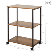 Max Home - Estantería madera con ruedas, almacenaje inteligente, 3 estantes, 48x30x62 cm, acero y MDF resistentes, muebles de salón, estanterías decorativas, decoración hogar, montaje sencillo - details 3