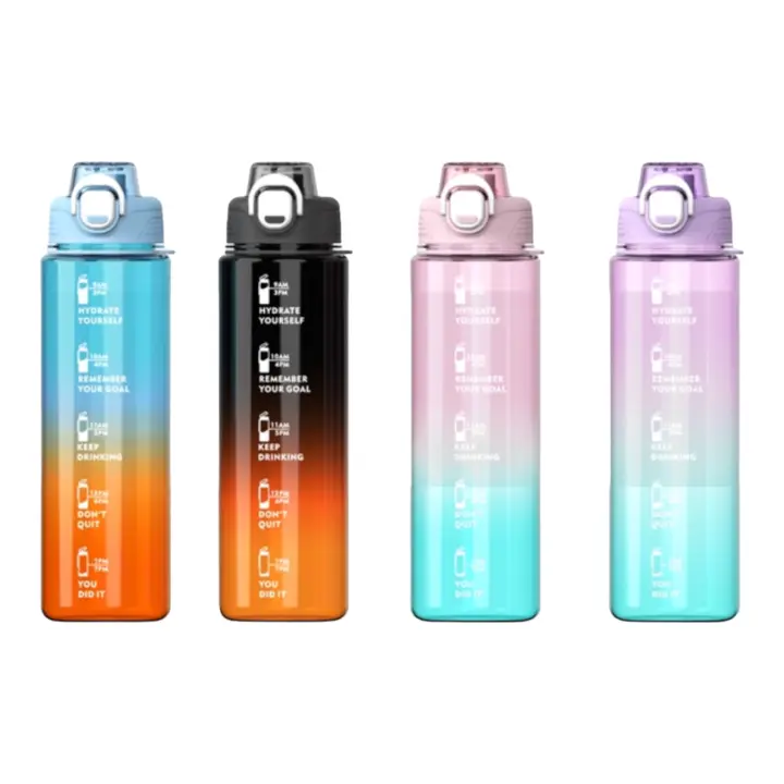 Botella de Agua Deportiva de 1 Litro | Sin BPA | Boquilla para Deporte | Con Texto Motivacional | Botella Agua Prueba de fugas, Botella Deportiva Tritan de Plástico Sin BPA, Botella Motivacional para Hogar y Exterior (bta) - 1