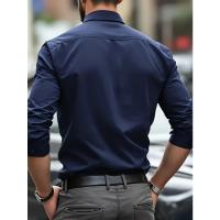 Camisa De Hombre 2025 Nueva Marca Color Sólido Manga Larga Estilo Casual Para Todas Las Estaciones Cierre Único Poliéster - details 3