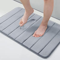 Alfombra De Piso De Espuma De Memoria Con Estampado Rayado Y Sólido Antideslizante Y Absorbente Para Baño Y Toilette - details 0