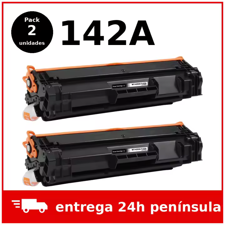 Pack 2 Tóner Compatible HP 142A W1420A con Chip Negro 950 páginas c/u – HP LaserJet M110w M140w M109 M112 MFP M139 M140 M141 M142 (no válido para HP+ ni modelos 'e') - 1