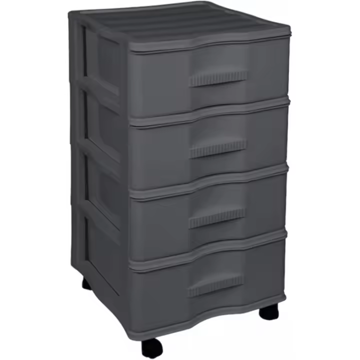 TIENDA EURASIA - Cajonera de Plástico con Ruedas, 4 Alturas, Diseño Moderno en Color Opaco, 39x38x68 cm - 1