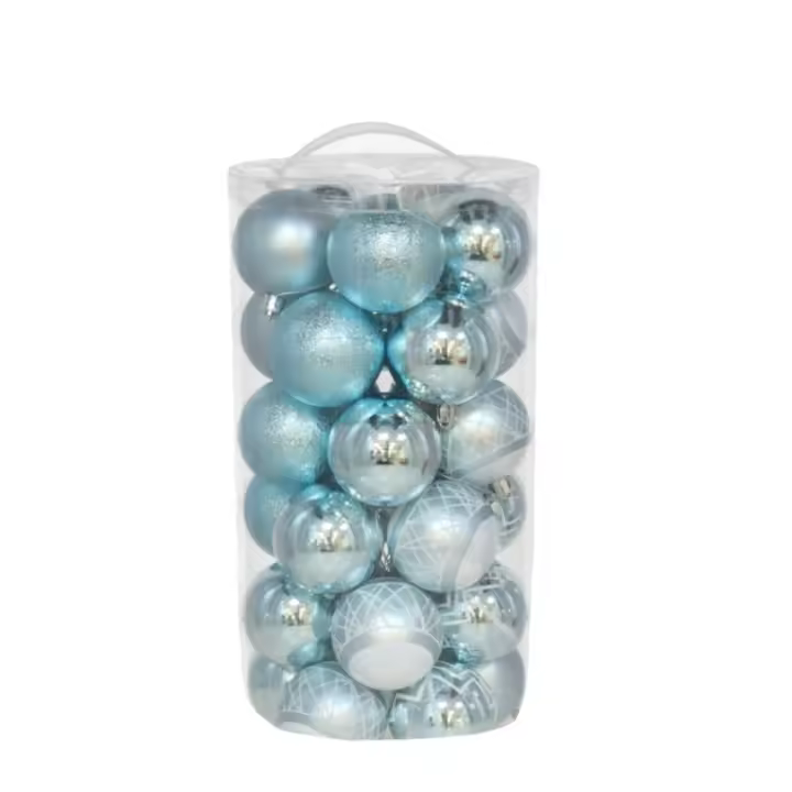 Gerimport Tubo x 30 bolas de Navidad SOUL color azul de 6 cm - 1