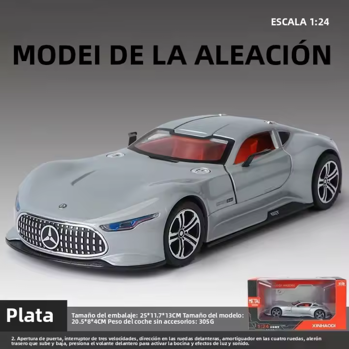Coche De Modelo Deportivo AMG De Aleación Con Sonido Y Luz Regalo Adecuado Para Niños Decoración De Mesa a Escala 1:24 Para Jóvenes - 1