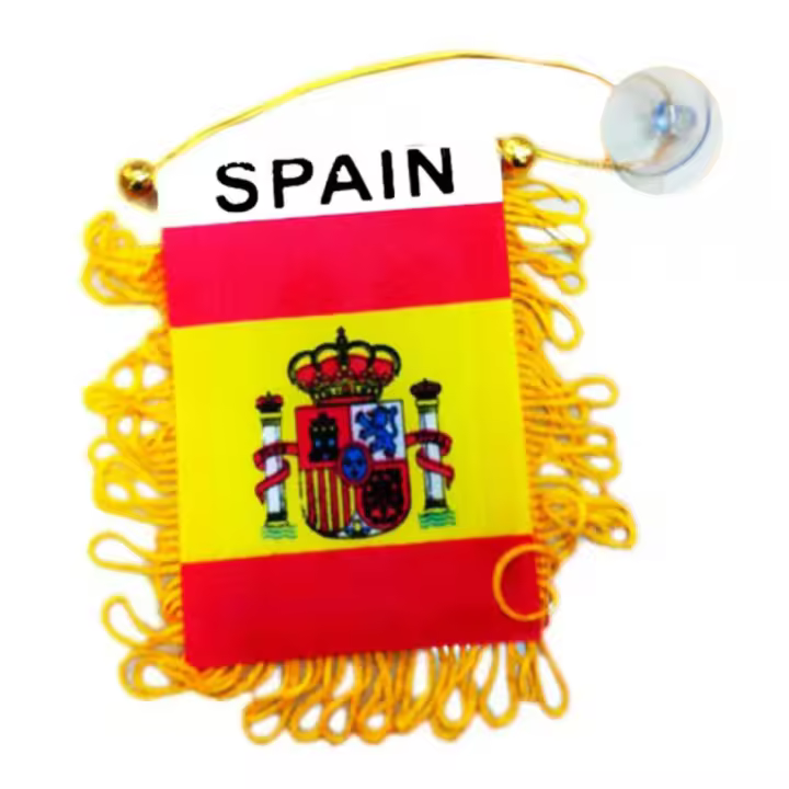 Partilandia Banderín de España con ventosa de 8x12 cm - 1