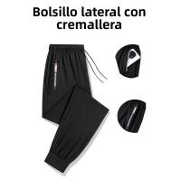 Pantalones De Verano De Seda Con Bolsillo Cierre De Cremallera Ligeros Y Secado Rápido Para Hombre Moda Casual De Terciopelo - details 2
