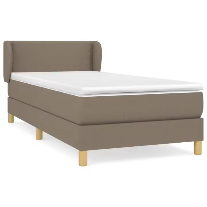 vidaXL Cama box spring con colchón tela gris taupe 90x190 cm - 1