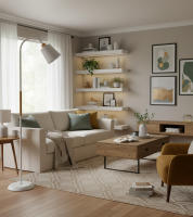 BEL AIR HOME - Pie de Salón SWEDEN - 1xE27 - diseño nórdico - brazo orientable y detalles en madera - lámpara de lectura y comedores, portalámparas E-27 - details 3
