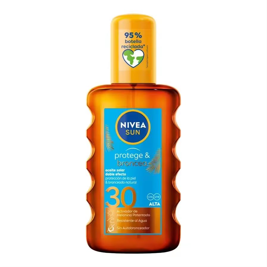 NIVEA SUN Protege & Broncea solar activador del bronceado ,SPF-30 spray 200 ml ,resistente al agua aceite