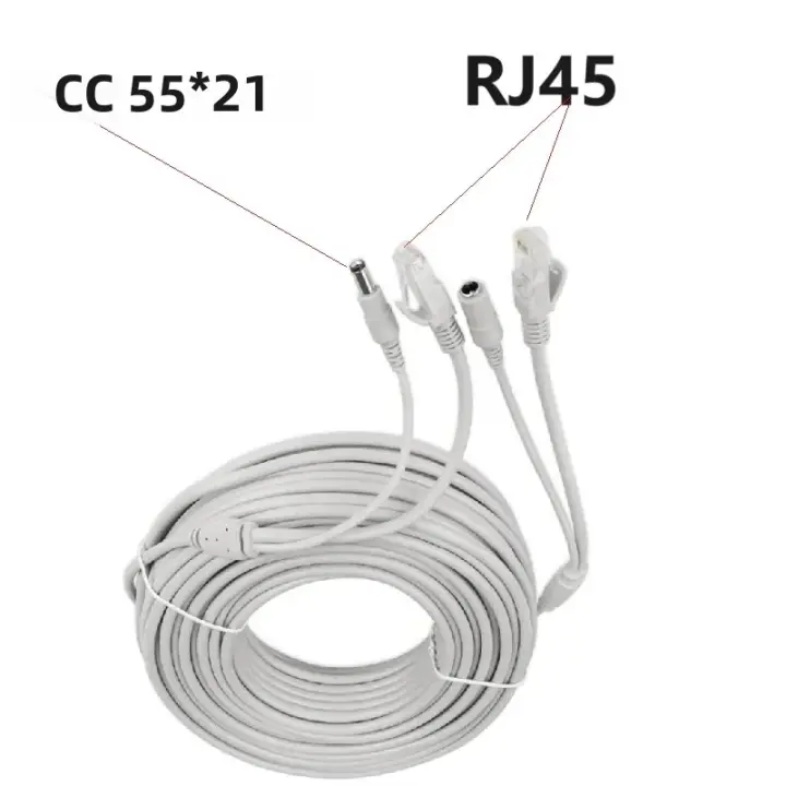 Cable De Red RJ45 Con Conector DC 12V Para Vigilancia De Video Cámara IP Extensiones De Red Cable De LAN Ethernet CAT 6 - 1