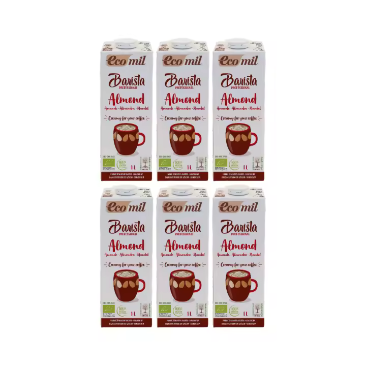 Pack 6x Ecomil Barista Almond Bio 1L - Bebida Vegetal Ecológica para Cafés y Batidos - 1