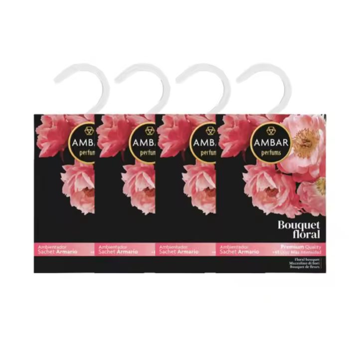Ambientadores 360 - Pack de 4 Ambientadores Armarios Ámbar Perfums | 0% Alcohol | Perfume Premium Natural | +45 Días Duración | Fragancia Ropa Limpia Armarios y Cajones - 1