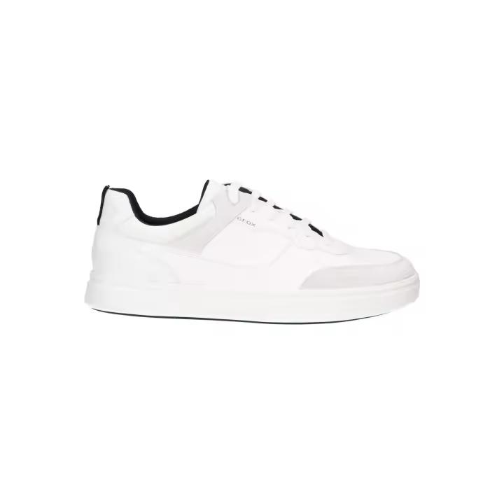 Geox Men's Casual Sneakers in White, made of synthetic leather with textile lining, rubber sole, and lace-up closure; breathable and comfortable design, ideal men's sneakers for versatile use. - 1