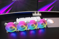 Mars Gaming MF-4A, Kit 4x Ventiladores 120mm ARGB, Iluminación 360° Sin Marco, RGB Direccionable 5V 3Pin, Efecto Rainbow Personalizable, Rodamientos FDB Ultrasilenciosos, Doble Conector, Ventiladores PC Negros o Blancos - details 1