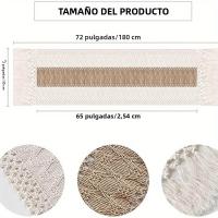 Corredor De Mesa Boho 182.88 Cm Largo Color Crema Y Marrón Macramé Con Borlas Blends De Poliéster Para Decoración De Hogar Estilo Rustico Farmhouse - details 1