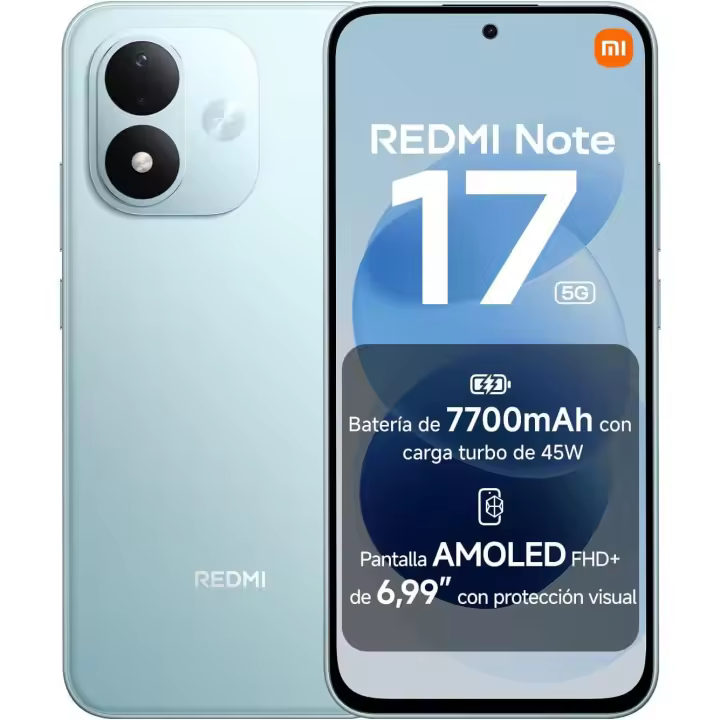 Teléfono inteligente Redmi Note 17 5G, batería de 7700 mAh, carga de 45 W, pantalla AMOLED FHD+ de 6,99" con tecnología Eye-care, Snapdragon 4 Gen 4, IP65, teléfono Xiaomi - Versión para la UE - 1