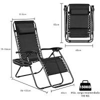 T-LoVendo Pack 2 Tumbonas o Sillas de Exterior Plegables para jardín, Playa, Piscina, terraza. Gravedad Zero 2 Unidades, Acero Ligero, Portavasos y Reposacabezas. - details 2