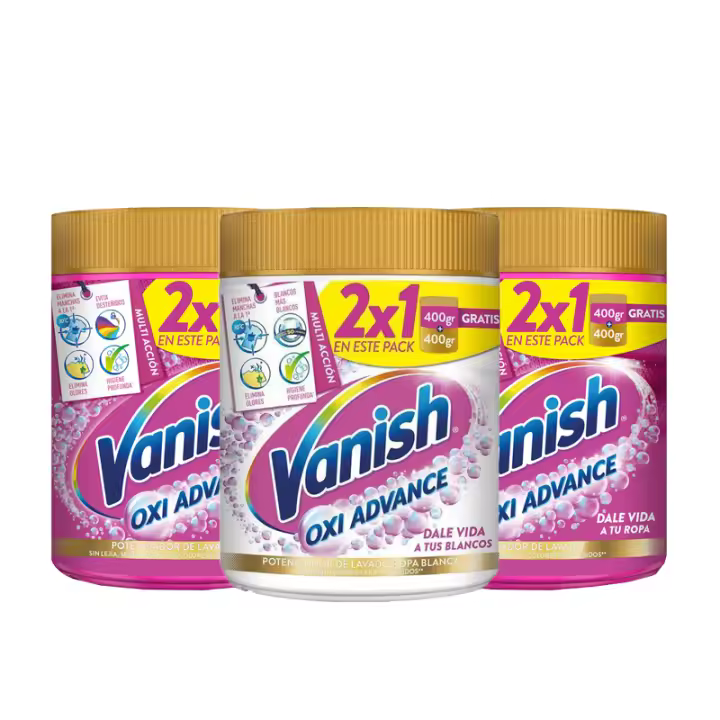 Pack de 3 Vanish Oxi ACTION 900GR( Total 900GR X 3 = 2700GR) Quitamanchas para la ropa, elimina olores, potenciador de Lavado en polvo / Vanish Oxi ACTION 900 Gr - Optimiza el Lavado - Desafía las Manchas - Más Poder, Menos Espacio - 1