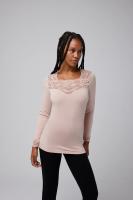 Camiseta Térmica Mujer Ysabel Mora 70005 Marino: Manga Larga, Cuello de Fantasía y Detalles en Blonda. - details 5