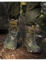 Botas De Trabajo Para Hombre De Cuero De Alta Calidad Botas De Combate Deserticas Antideslizantes Para Senderismo Y Motocicleta - details 17