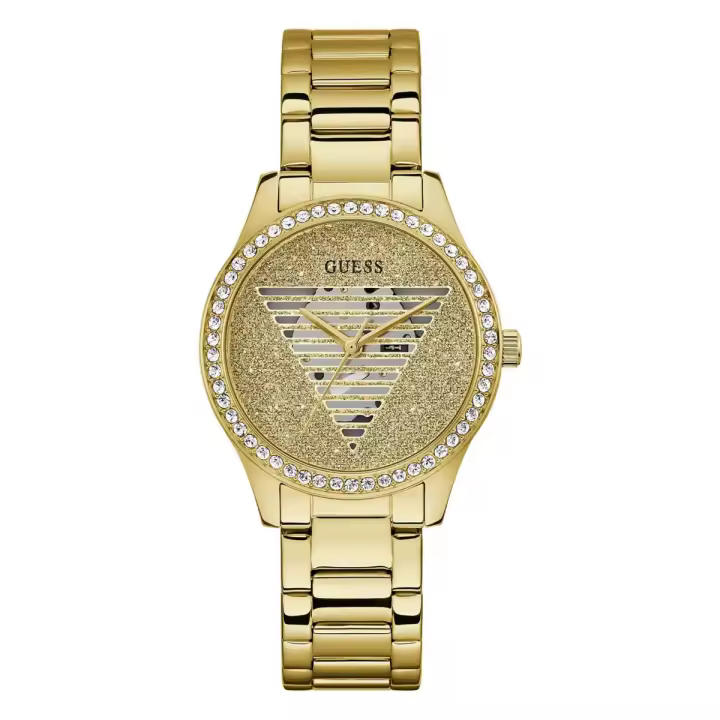 GUESS - Reloj Lady Idol GW0605L2 para mujer, de acero inoxidable dorado, esfera dorada y correa metálica delgada de 5 mm, 38 mm, cierre desplegable, movimiento de cuarzo de alta precisión - 1