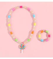 Juego De Joyería Para Niñas Con Collar Y Pulsera De Bolas Dulces Y Lollipop Charm Regalo De Cumpleaños Para Niñas - details 0