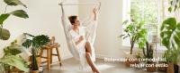 SONGMICS Silla Hamaca, Silla Colgante Grande con 2 Cojines, Silla Colgante con Cadena, Capacidad de Carga 150 kg, para Interior, Exterior, Salón, Dormitorio, Gris Paloma/Blanco Crema - details 0