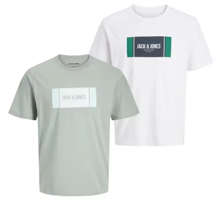 Jack & Jones Hombre Pack 2 Camisetas De Algodón Mod JJHAYATO - JJGEM , Logo estampado Muy suave Ref 12278508 - 1