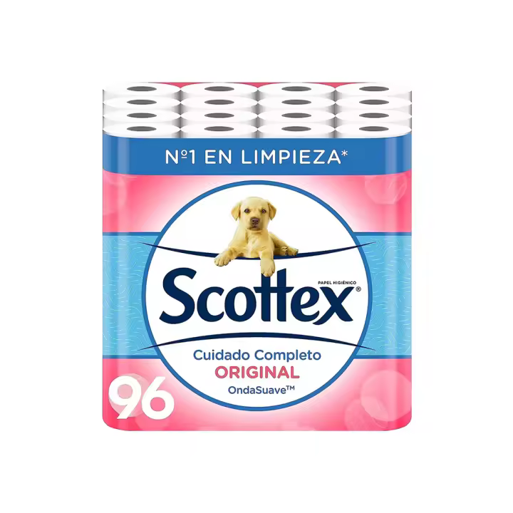 Scottex Orginal Papel Higiénico 96 rollos,12rollos*8paquete,rollos dos capas que proporcionan el equlibro adecuado en suavidad - 1