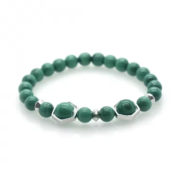 Pulsera de Malaquita & Hexágono de Plata Esterlina 925 - 1