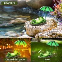Decoración De Jardín Luz Solar LED Estatua De Rana Con Paraguas Impermeable Resina Creativa Y Divertida Para Exteriores - details 4