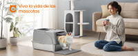 Feandrea Caja de Arena de Acero Inoxidable para Gatos con Tapa Abatible, Arenero XL, a Prueba de Fugas, Cuchara, Cepillo, Doble Entrada, Carga de Encimera de 15 kg, Gris Paloma/Beige Capuchino/Negro Tinta - details 0