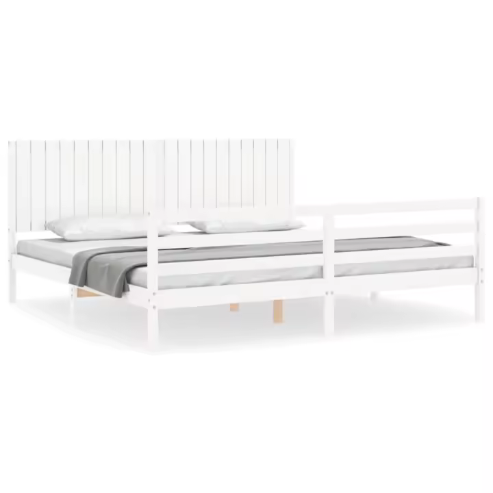 vidaXL Estructura de cama con cabecero madera maciza blanco 200x200 cm - 1