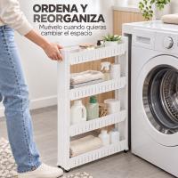 Carrito Auxiliar Estrecho con Ruedas, Estantería Organizadora Blanca de 2, 3 o 4 Niveles, Carro de Almacenamiento para Huecos y Rincones en Cocina, Mueble Auxiliar Cocina, Organizador Cocina, Almacenamiento y Accesorios para Cocina, Muebles de Cocina - details 5