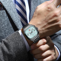 Reloj De Pulsera De Cuarzo MINI FOCUS Para Hombre Con Caja Cuadrada Y Correa De Acero Luminoso Función Multiusos Resistente Al Agua Y Al Shock - details 2