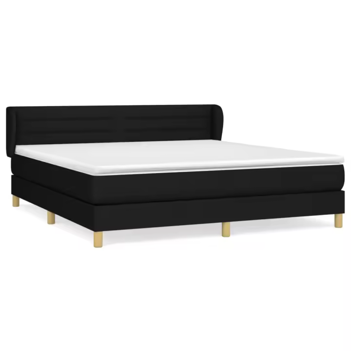 vidaXL Cama box spring con colchón tela negro 160x200 cm - 1