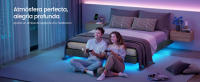 VASAGLE Marco de Cama Flotante, 140 x 200 cm, Bordes Acolchados, LED, 2 Tomas de Corriente, 1 Puerto USB-A, 1 Puerto USB-C, 1 Puerto USB-A Posterior, Carga de 500 kg, Gris Pizarra - details 0
