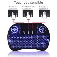 Teclado Inalámbrico Mini Con Mouse De Aire 2.4G Y Touchpad Para PC Android TV Box Backlit Multicolor Soporte Para Ruso Francés Español Inglés - details 0