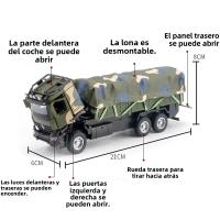 Camión De Transporte Militar a Escala 1:35 Juguete De Coche De Aleación Con 2 Puertas Abiertas Luz Y Sonido Función De Retroceso Para Niños Regalo Verde - details 2